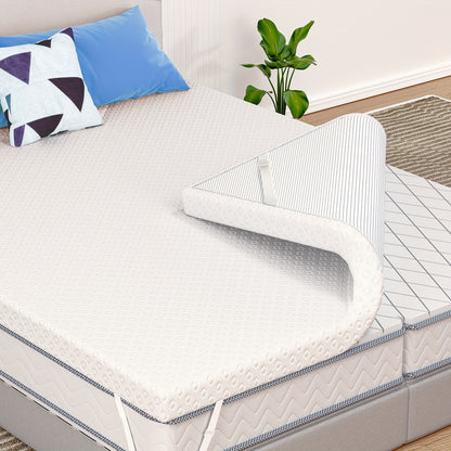 KERDOM 7.5cm Thickness Memory Foam + Pillow Topper Set, 2.5cm Cooling Pillow Topper + 5cm Gel Memory Foam, Mattress Topper 3 inch Dual Layer Full Bed Size, Mattress Pad with Removable Cover, Machine Washable for Soft Comfort