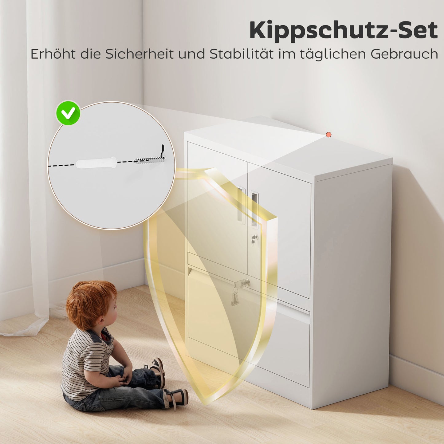 Stalen Opbergkast – Archiefkast – Kluis – Opbergkast Met Slot – Kantoor Kast – Verstelbare Legplanken – Wit – Veilig En Duurzaam