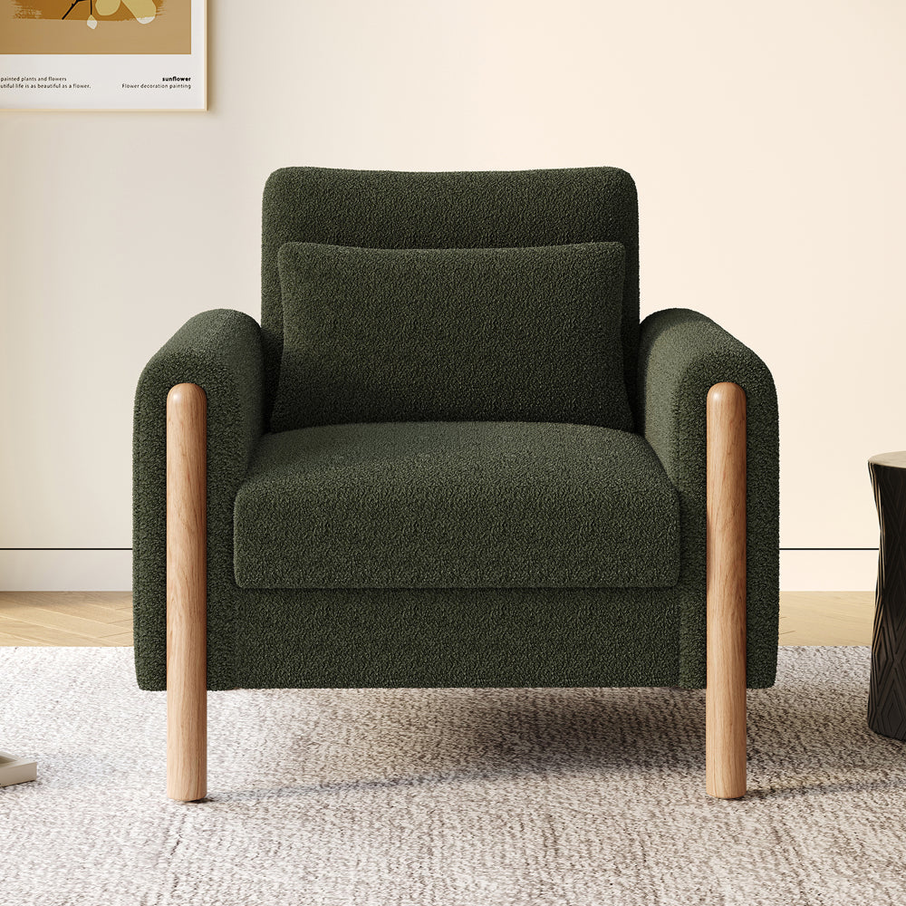 Fauteuil – Loungestoel – Relaxstoel – Zetel – Stoel – Groene Pluche Bekleding – Duurzaam Niet-Houten Frame