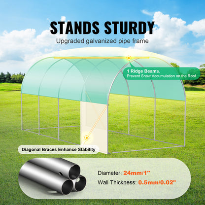 Tuinkas – Broeikas – Kweekkas – Foliekas – Serre – Gegalvaniseerd Stalen Frame – Duurzame PE Cover – 4,45x1,94x1,92 m – Walk-In Design