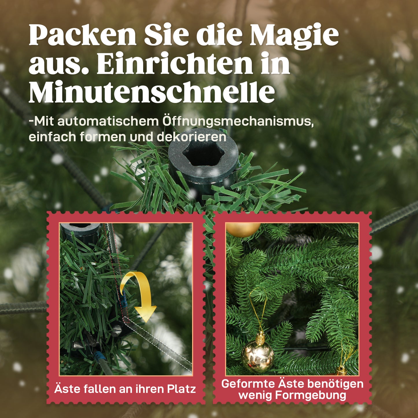 Kunstkerstboom – Nepkerstboom – Valse Kerstboom – Sfeervolle Boom – Kerstdecoratie – Realistische Takken – Inklapbare Takken – Houten Standaard