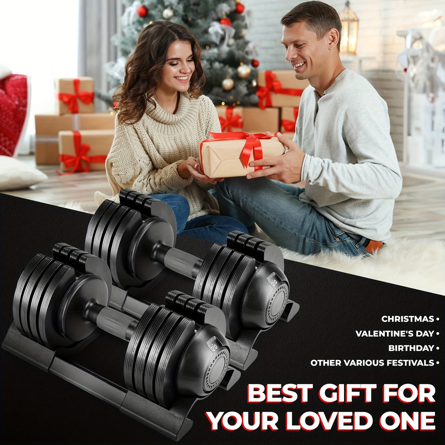 Verstelbare Dumbbell – Halter – Gewicht – Krachttrainer – Fitnessgewicht – 20 kg – Antislip Handgreep – Stabiele Basis