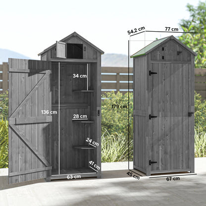 Tuinhuisje – Tuinschuur – Gereedschapsschuur – Berging – Opbergkast – Hardhouten Constructie – Bitumineus Dak – 77x54x179 cm – Grijs