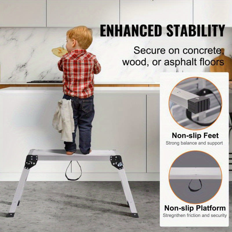 Inklapbaar Werkplatform – Werksteiger – Klimsteiger – Platform – Ladder – Aluminium – 150 kg Draagkracht – Antislip Voeten