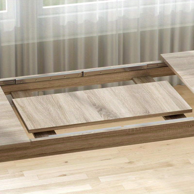 Expandable Dining Table Extendable from 180 to 260cm (70.8” to 102.4”), Seats 6-10 People, Quick Assembly Space-Saving Modern Rustic Wood Table Suitable for Families/Gatherings, Living Room, Dining Room, Kitchen
