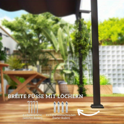 Pergola – Tuinpaviljoen – Terrasoverkapping – Prieel – Overkapping – Verstelbare Zonwering 3 Standen – Stevig Aluminium 3x3m Donkergrijs