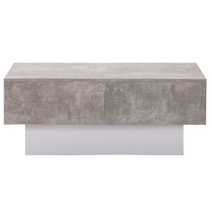 Retro Extendable Coffee Table Suitable for Living Room with Retractable Table & Storage Drawers/Cabinets - Self-Assembling Modern Center Table, Space-Saving Design, Height Compatible for Sofa, Durable Study (No Wood)