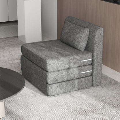 Vloerstoel – Vouwstoel – Slaapbank – Zitzak – Lounger – Multifunctioneel 2-in-1 Ontwerp – Stevige Ondersteuning 240 kg – Grijs Linnenlook