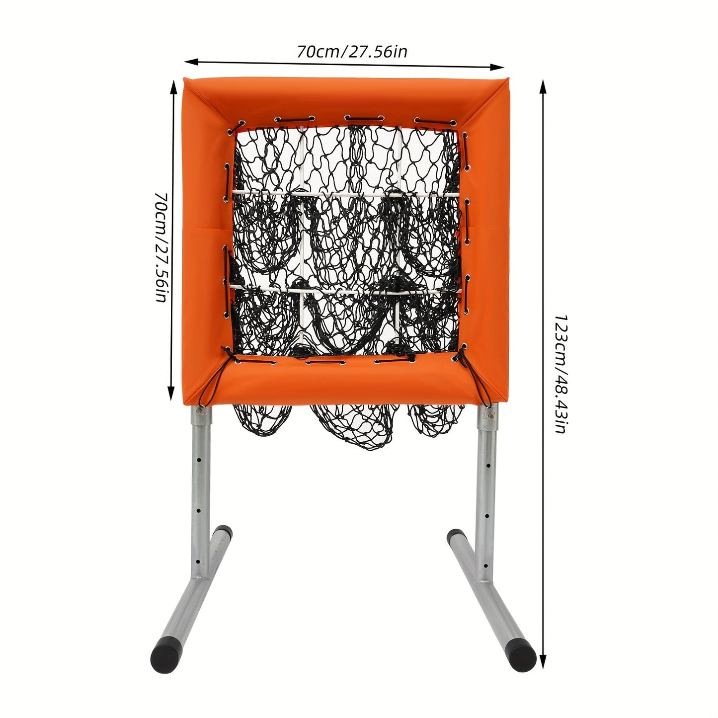 Honkbalnet – Trainingsnet – Oefennet – Slagnet – Werpnet – Verstelbare Hoogte 70-120 cm – Stalen Frame Met Polyester Net – Oranje/ Zwart – Draagbaar Vrijstaand Ontwerp