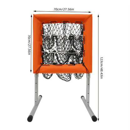 Honkbalnet – Trainingsnet – Oefennet – Slagnet – Werpnet – Verstelbare Hoogte 70-120 cm – Stalen Frame Met Polyester Net – Oranje/ Zwart – Draagbaar Vrijstaand Ontwerp