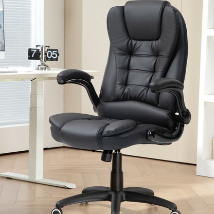 Ergonomische Bureaustoel – Kantoostoel – Bureau Stoel – Werkstoel – Thuiswerkstoel – Zwarte Kunstleren Bekleding – 360° Draaifunctie – Verstelbare Hoogte