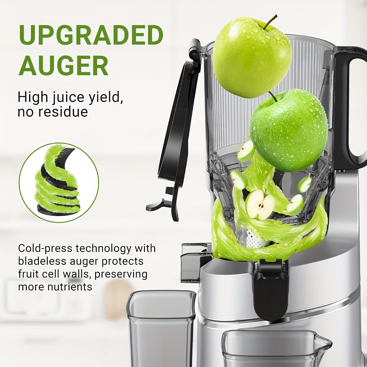 Slowjuicer – Langzame Juicer – Sapcentrifuge – Fruitpers – Groentepers – Ruime Vulopening 135 Mm – Grote Inhoud 1,8 Liter - Zilver