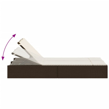 Dubbele Loungebank – Buitenbank – Tuinbank – Loungebank – 2-Persoonsbank – Weerbestendig PE-Rattan – 3 Verstelbare Rugleuningstanden – Bruin