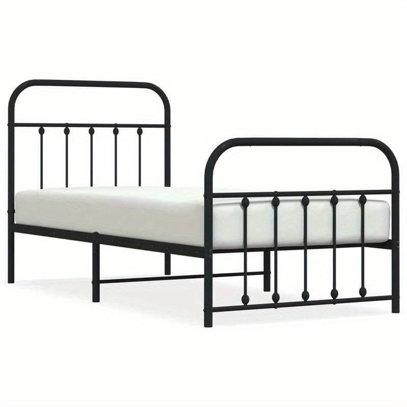 Bedframe – Bedbodem – Ledikant – Eenpersoonsbed – Slaapbank – Metalen Verstelbaar Frame – Stevig Zwart 90x200 cm – Eenvoudige Montage Zonder Gereedschap