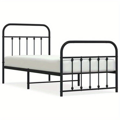 Bedframe – Bedbodem – Ledikant – Eenpersoonsbed – Slaapbank – Metalen Verstelbaar Frame – Stevig Zwart 90x200 cm – Eenvoudige Montage Zonder Gereedschap