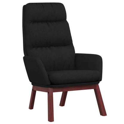 Relaxfauteuil – Relaxstoel – Zwarte Stoel – Loungefauteuil – Comfortabele Fauteuil – Zwart – 100% Polyester Stof – Massief Rubberhout Frame