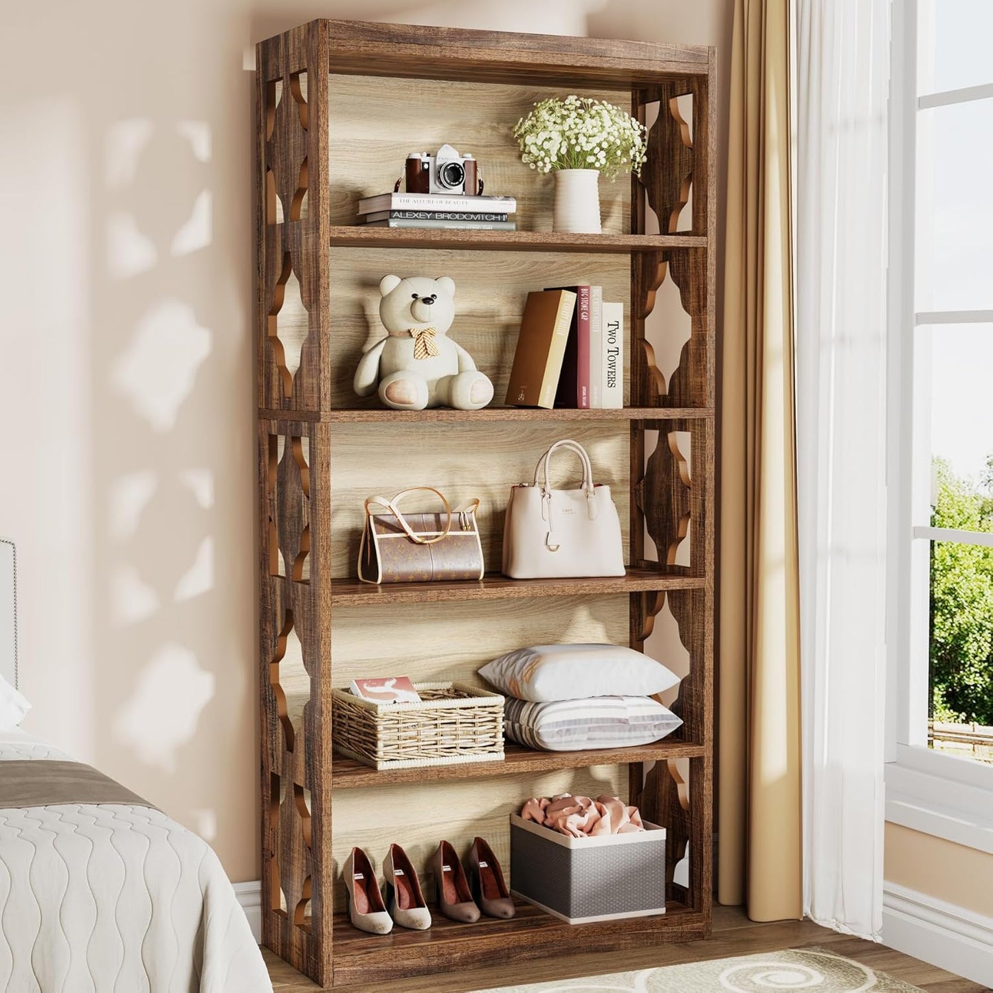 Sidetable – Haltafel – Wandtafel – Consoletafel – Dressoir – Rustiek Houten Design – 6 Kubusvormige Vakken – Ruim 160x30x80 cm