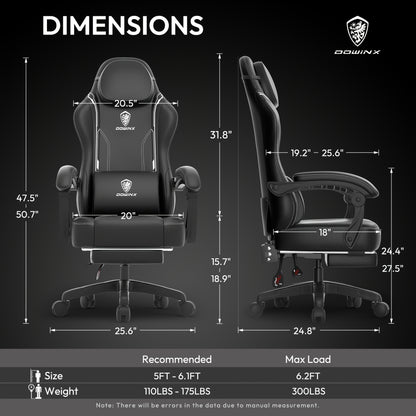 Gamingstoel – Gaming Chair – Bureaustoel – Gamestoel – Computergame Stoel – Ergonomische Lendensteun – Kunstleren Bekleding – 150 KG Draaggewicht – Brede Rugleuning – Zwart