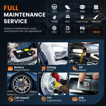 Autodiagnoseapparaat – OBD2 Scanner – Diagnosecomputer – Auto Uitleesapparaat – Foutcode Lezer – ABS & SRS Diagnose – EPB Reset & ABS Ontluchting – 12V Batterijtester