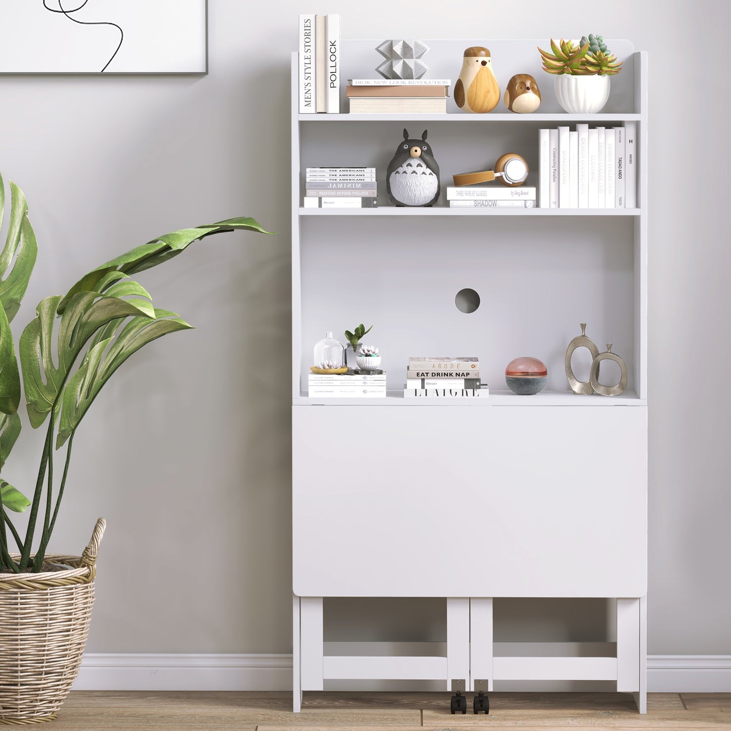 Inklapbaar Bureau – Computertafel – Werkplekmeubel – Study Desk – Thuiswerkbureau – Met Vier Planken – Mobiel Met Wieltjes