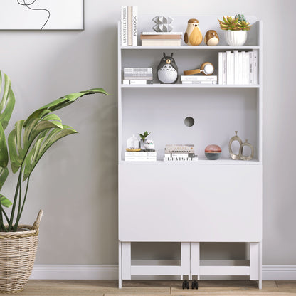 Inklapbaar Bureau – Computertafel – Werkplekmeubel – Study Desk – Thuiswerkbureau – Met Vier Planken – Mobiel Met Wieltjes