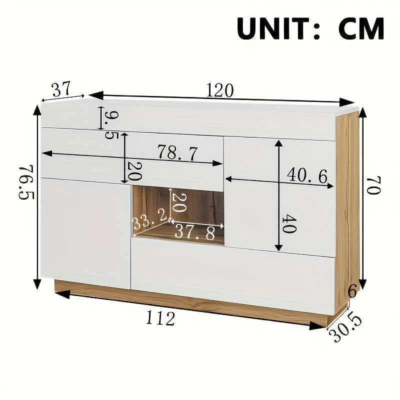 Vrijstaande Kast – Opbergkast – Dressoir – Sideboard – Ladenkast – Wit Bamboe – Duurzaam Modern Design – 3,2+ Kubieke Voet Opbergruimte