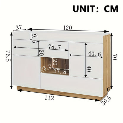 Vrijstaande Kast – Opbergkast – Dressoir – Sideboard – Ladenkast – Wit Bamboe – Duurzaam Modern Design – 3,2+ Kubieke Voet Opbergruimte