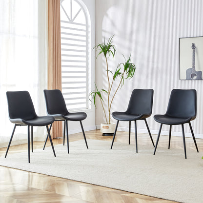 Scandinavische Eetkamerstoelen – Stoelen Set – Eetkamerstoelen – Cafestoelen – Keukenstoelen – Zwarte Variant – Ademend Katoenen Zitoppervlak – Stevige Metalen Poot Met Antislip