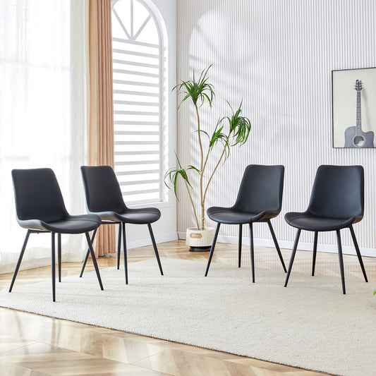 Scandinavische Eetkamerstoelen – Stoelen Set – Eetkamerstoelen – Cafestoelen – Keukenstoelen – Zwarte Variant – Ademend Katoenen Zitoppervlak – Stevige Metalen Poot Met Antislip