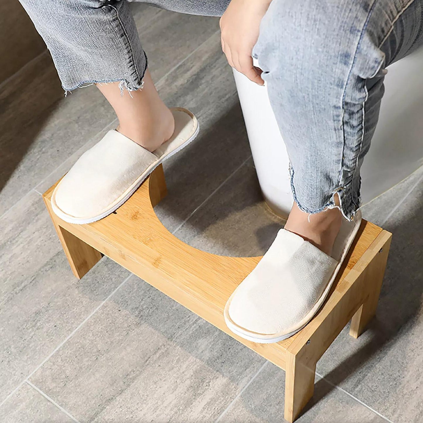 Toiletkrukje – WC Krukje – Opstapkrukje – Poepkrukje – Toiletsquat – Verstelbaar 17,8-22,9 cm – Duurzaam Bamboehout – Compact en Lichtgewicht
