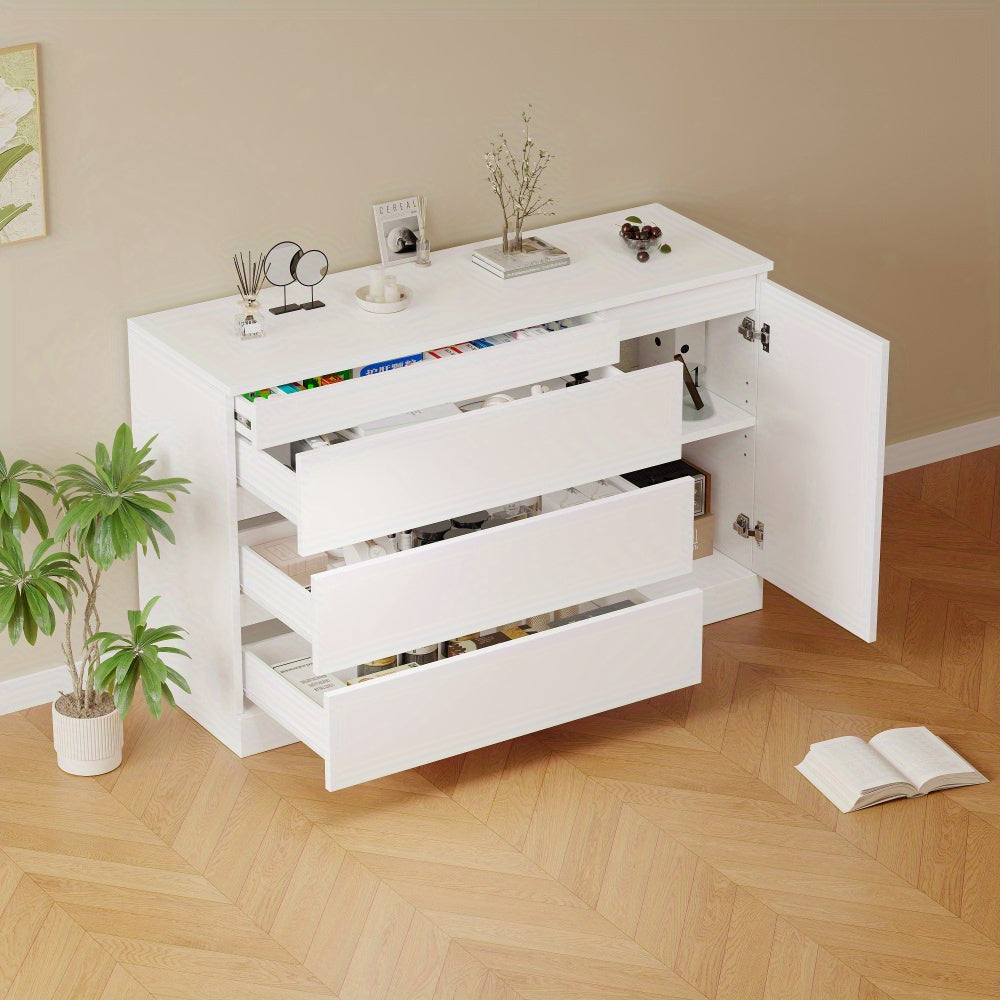 Dressoir – Kast – Sideboard – Ladekast – Opbergmeubel – Modern Wit – 3 Laden – Vrijstaand – Minimalistisch Design