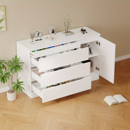 Dressoir – Kast – Sideboard – Ladekast – Opbergmeubel – Modern Wit – 3 Laden – Vrijstaand – Minimalistisch Design