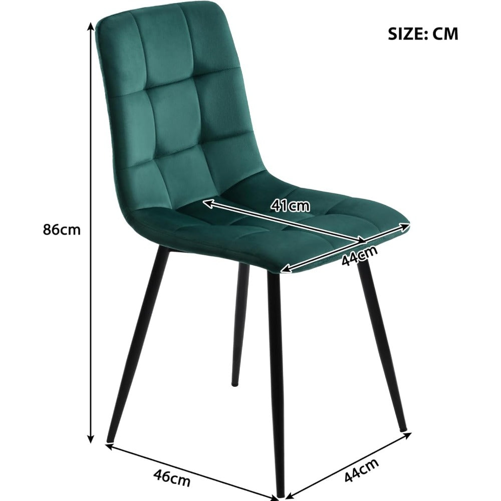 Eetkamerstoelen – Stoelen – Dining Stoelen – Velours Stoelen – Metalen Stoelen – Groen – Set Van 4 – Zacht Velours Comfort – Stevige Metalen Poot