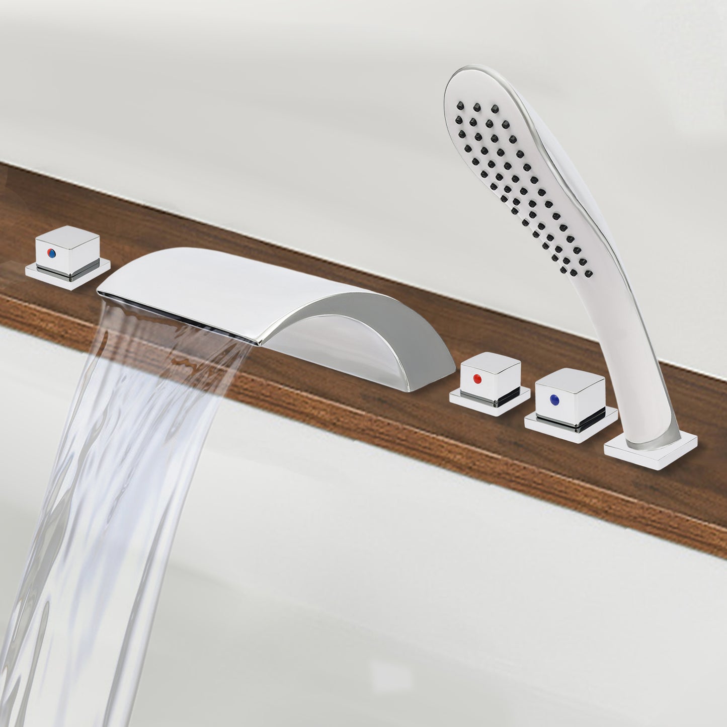 TOOL1SHOOO Modern Bathtub Faucet Set with Handheld Showerhead - 3-Function Shower System (Bathtub Spout + Handheld Shower), Heavy-Duty Copper Valve with, Wall-Mounted Tub Sink Faucet, Polished Chrome, Compatible for
