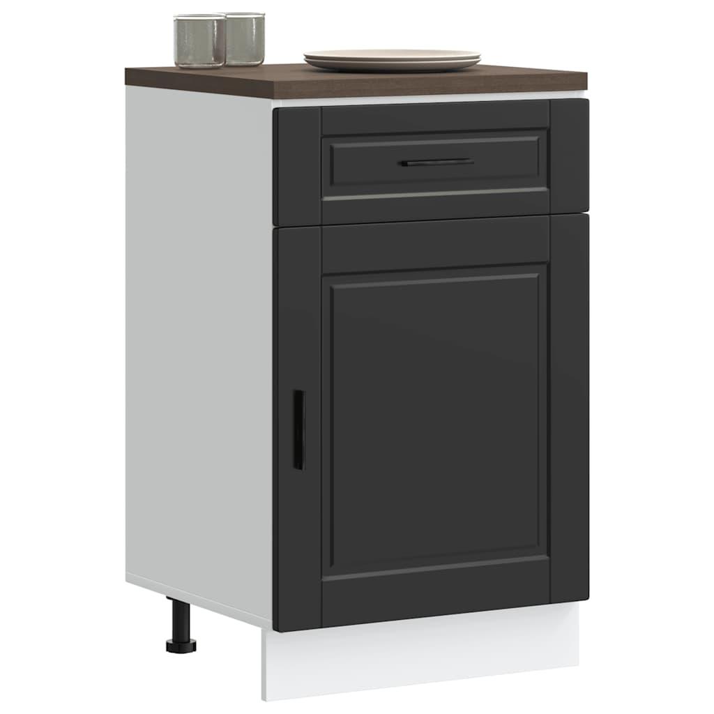Keukenonderkast – Keukenkast – Opbergkast – Onderkast – Basis Meubel – Zwart Houten Fineer – Compact 50x46x81,5 cm – Verstelbare Pootjes & 65 kg Draagkracht