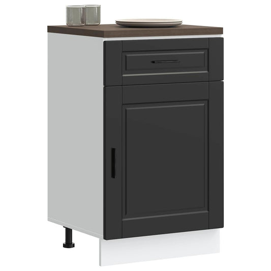 Keukenonderkast – Keukenkast – Opbergkast – Onderkast – Basis Meubel – Zwart Houten Fineer – Compact 50x46x81,5 cm – Verstelbare Pootjes & 65 kg Draagkracht