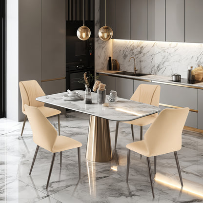 Eetkamerstoelen – Stoelen – Kuipstoelen – Keukenstoelen – Woonkamerstoelen – Set van 4 – Zachte Microfiber Kunstleren Bekleding – Stabiel Metalen Onderstel - Licht Khaki
