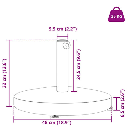Parasolvoet – Parasolhouder – Parasolstandaard – Kruisvoet – Vulbare voet – Zwaar 25 kg – Stabiel met Wielen en Rem – Staal & Beton – 48x48x32 cm – Geschikt voor Grote Buitenparasol