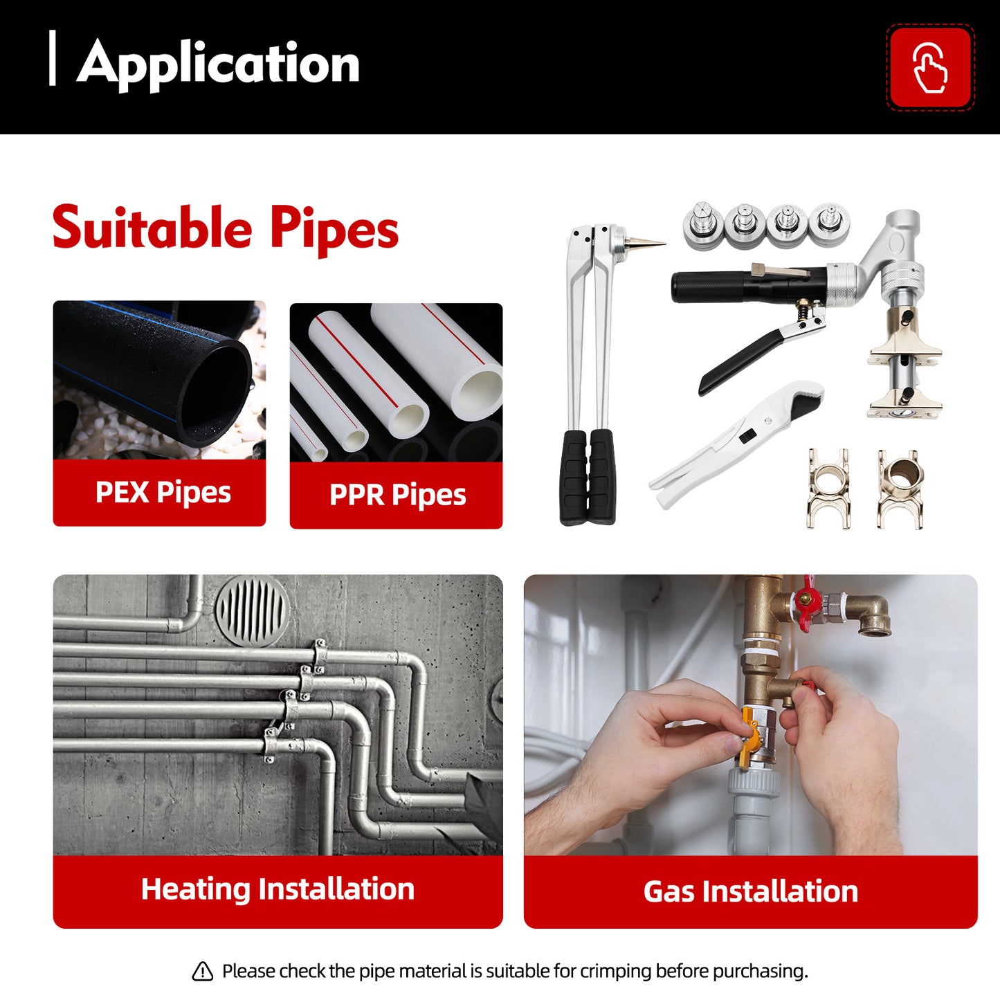 Vloerverwarmingsgereedschap – Hydraulische Persset – Buizensnijder – Uitzetplegers – Installatiegereedschap – Aluminiumlegering – Zonder Elektriciteit – Draagbare Koffer