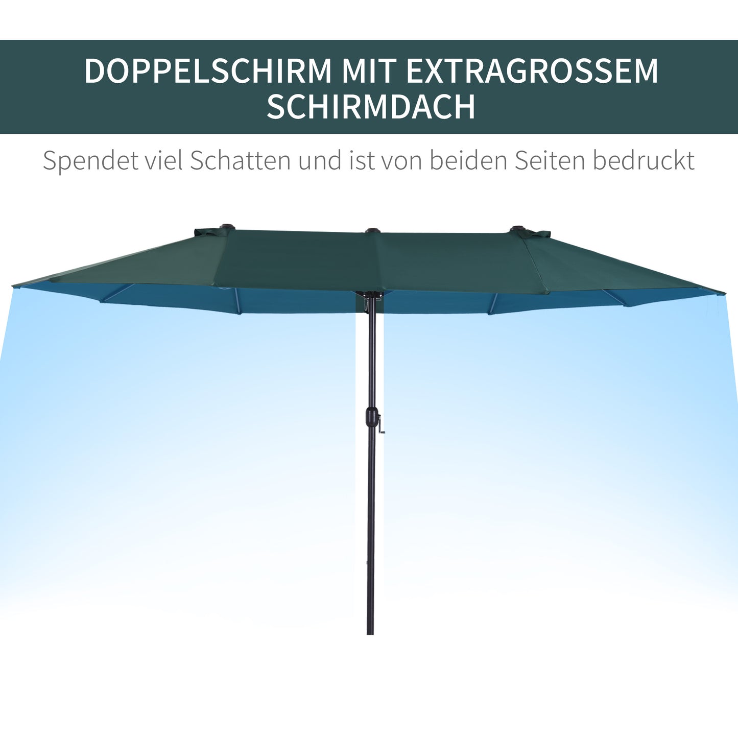 Parasol – Tuinparasol – Marktparasol – Dubbele Parasol – Terrasparasol – Handmatige Zwengel – Groot Ovaal 460x270 cm – Windbestendig Polyester