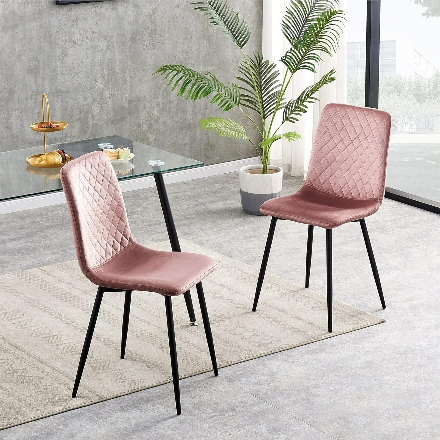 Eetkamerstoel – Stoel – Design Stoel – Velours Stoel – Lexi Stoel – Set Van 4 – Met Metalen Poten – Ergonomisch Comfort