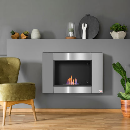 Bio-ethanol Haard – Bio-ethanol Wandhaard – Inbouwhaard – Sfeerhaard – Tafelhaard – Roestvrij Staal – 1,5 L Brander Met 3 Uur Brandtijd – Voor Ruimtes Tot 30 m²