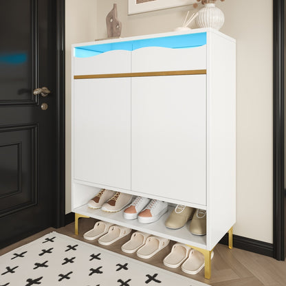 Schoenenkast – Schoenenrek – Schoenkast – Schoenenopberger – Opbergkast – Compact 80×35×105 cm – Modern Wit Met Lades En Verstelbare Planken