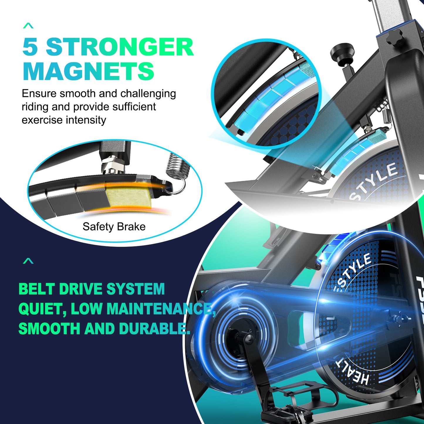 Magnetic Resistance Exercise Bike for Home, Fully Adjustable Ergometer, Quiet Indoor Bike with RPM Display, Large Tablet Holder, 150KG Capacity