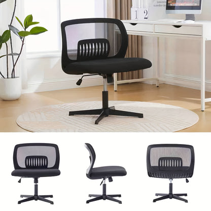 Bureaustoel – Kantoorstoel – Draaistoel – Gamingstoel – Stoel Zonder Armleuningen – Ergonomisch Design – Verstelbare Hoogte & Schommelfunctie – Mesh Bekleding – Stevig Metalen Frame – Comfortabele Zitting – Roze Mesh
