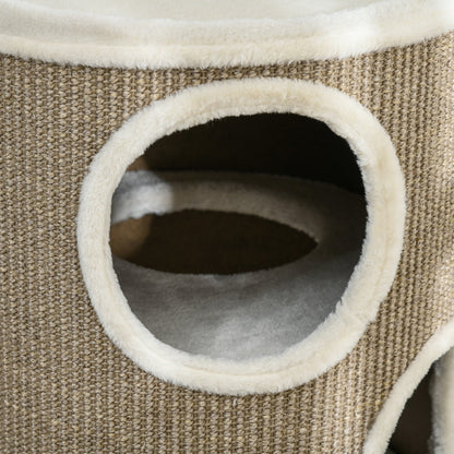 Krabpaal – Kattenkrabpaal – Kattenboom – Krabmeubel – Kattenspeelboom – Zacht Pluche – Duurzaam Sisal – Ø38 x 70 cm – Bruin