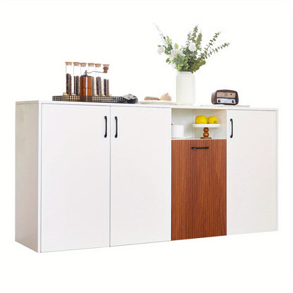 Opbergkast – Kast – Buffetkast – Woonkamermeubel – Servieskast – Wit – 160x40x80 cm – Verstelbare Planken