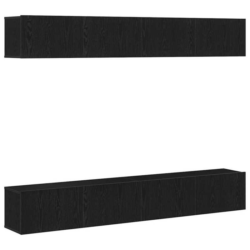 TV Meubel Set – Tv Meubelkast – Tv Dressoir – Mediameubel – Tv Meubel Zwart – Duurzaam Hardhouten Zwart Eikenhout – Compact Ruimtebesparend Ontwerp 100x30 cm