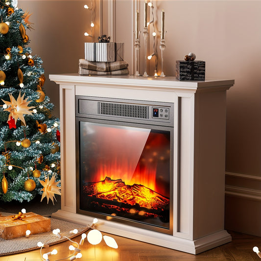 Elektrische Haard – Sfeerkachel – Inbouwhaard – Vloerhaard – Haardmantel – Zwarte Vrijstaande Haard – Realistisch Vlameffect – 2000 Watt Verwarming