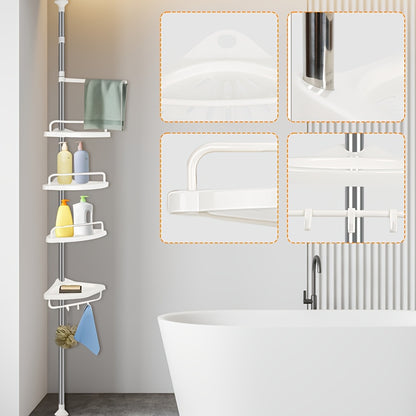 Doucherek – Douche-organizer – Doucheplank – Doucherekje – Douchemand – Verstelbaar 105-310 cm – Roestvrij Staal – Hoekmodel met Waterafvoer